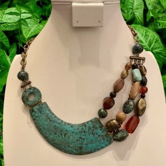 You & I Jewelry You I Rustic Artisan Metal Stone Necklace Earrings